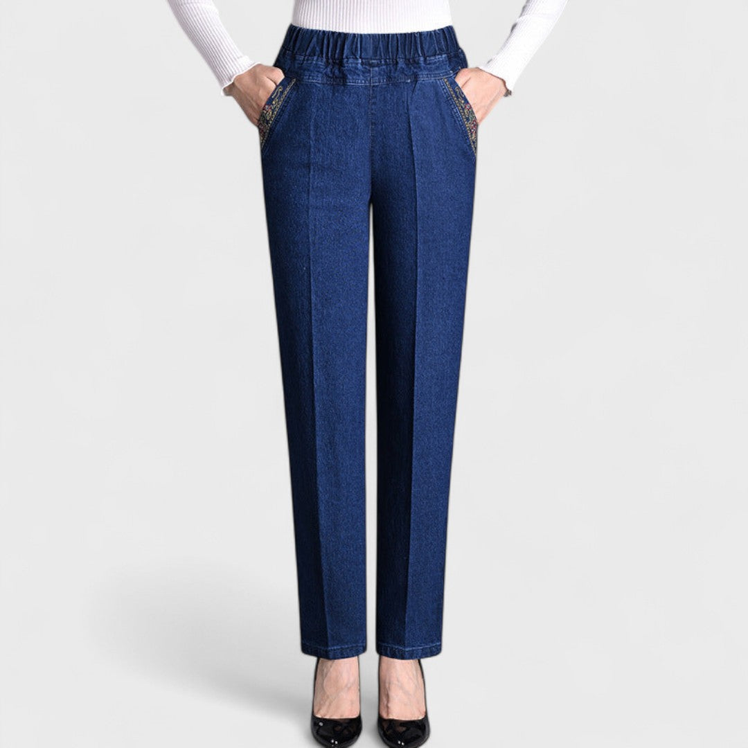 Emma | Bekväma Stretchjeans Med Sidofickor Och Resår I Midjan För Dam