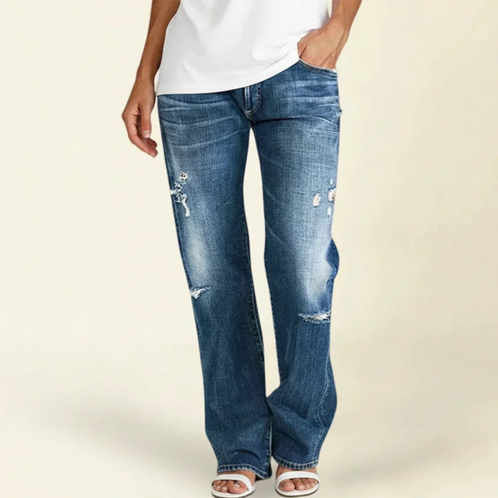 Chloe | Damens Rivna Högmidjade Rak Jeansen