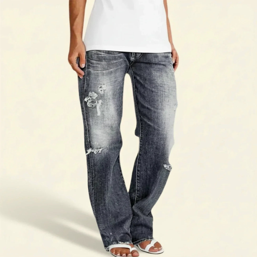 Chloe | Damens Rivna Högmidjade Rak Jeansen