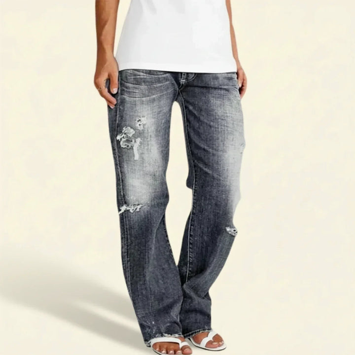 Chloe | Damens Rivna Högmidjade Rak Jeansen