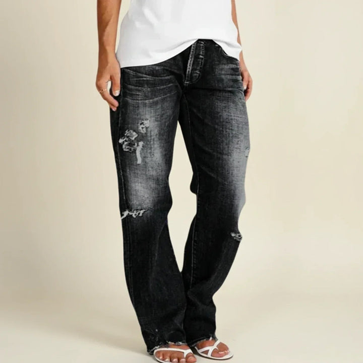 Chloe | Damens Rivna Högmidjade Rak Jeansen