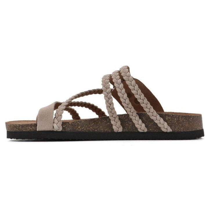 Olivia | Dam Sandaler med Flätad Rem och Spänne Kork Sula