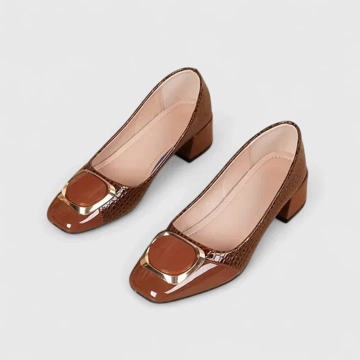 Camila | Damens Croc-Embossed Block Heel Loafers