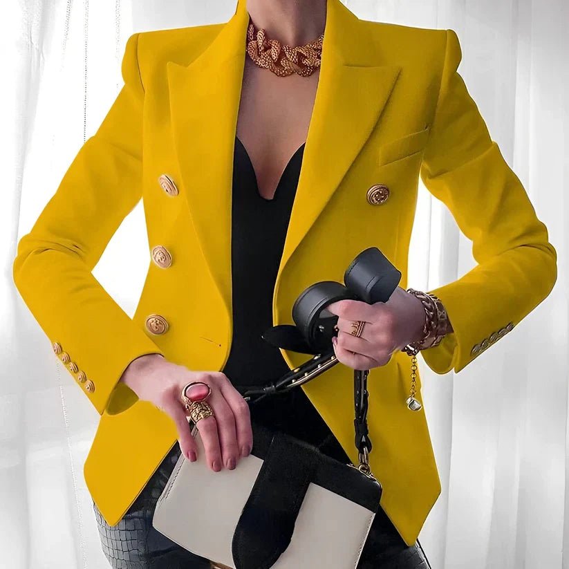 Grace | Dam Dubbelknäppt Blazer med Guldknappar