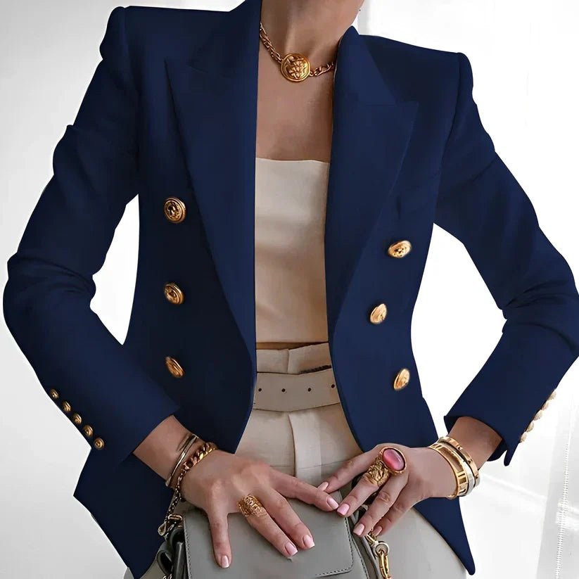 Grace | Dam Dubbelknäppt Blazer med Guldknappar