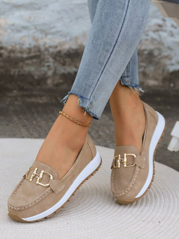 Emma | Damens Platta Loafers Slip-On Spänne Komfort Gångskor