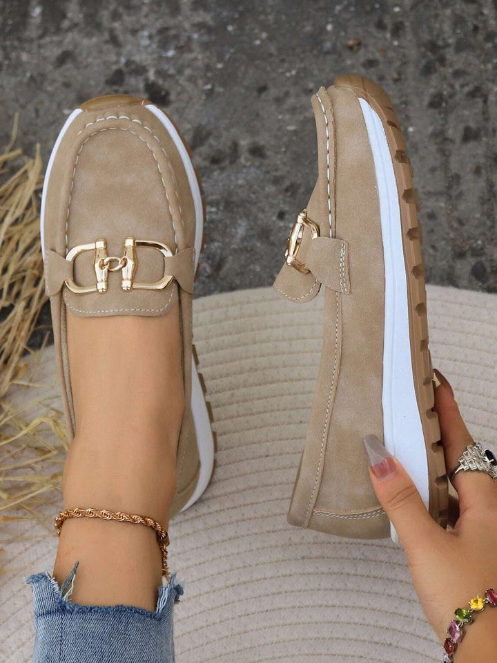 Emma | Damens Platta Loafers Slip-On Spänne Komfort Gångskor