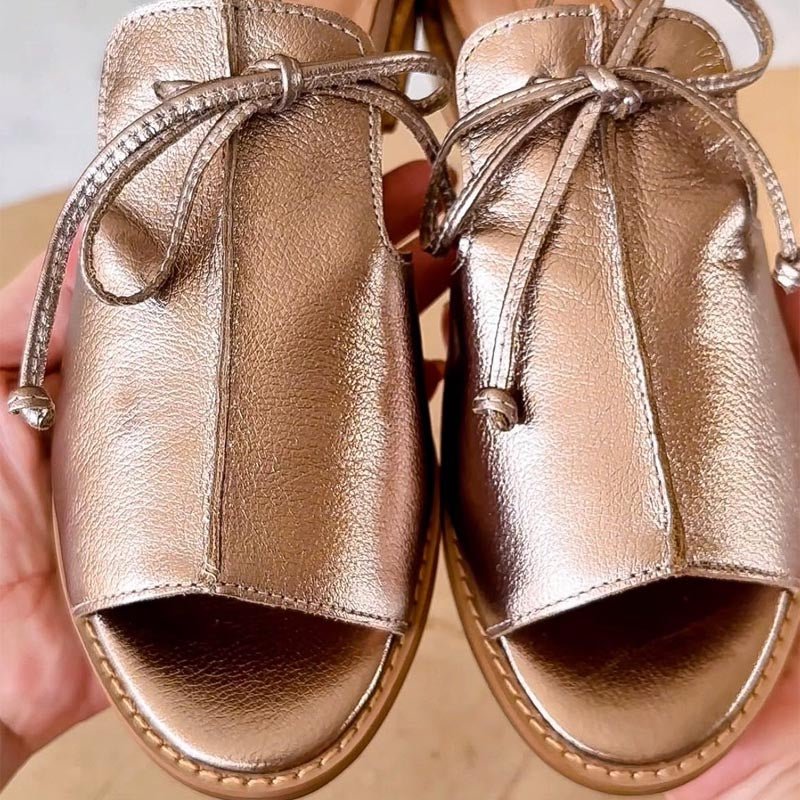Scarlett | Kvinno Sandaler i Läder med Justerbar Bowslinga Öppen Tå