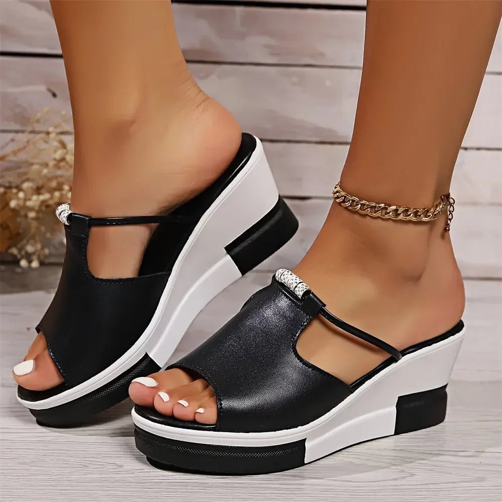 Isabella | Kvinnoortopediska kilsandaler med dämpad plattform och slip-on