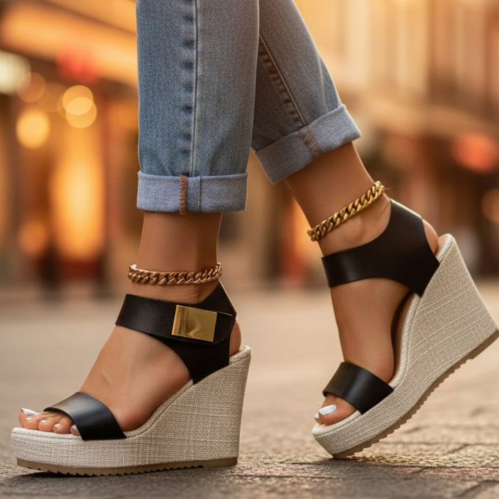 Harper | Kvinnors Plattform Wedge Sandaler Ankelrem Ortopediska