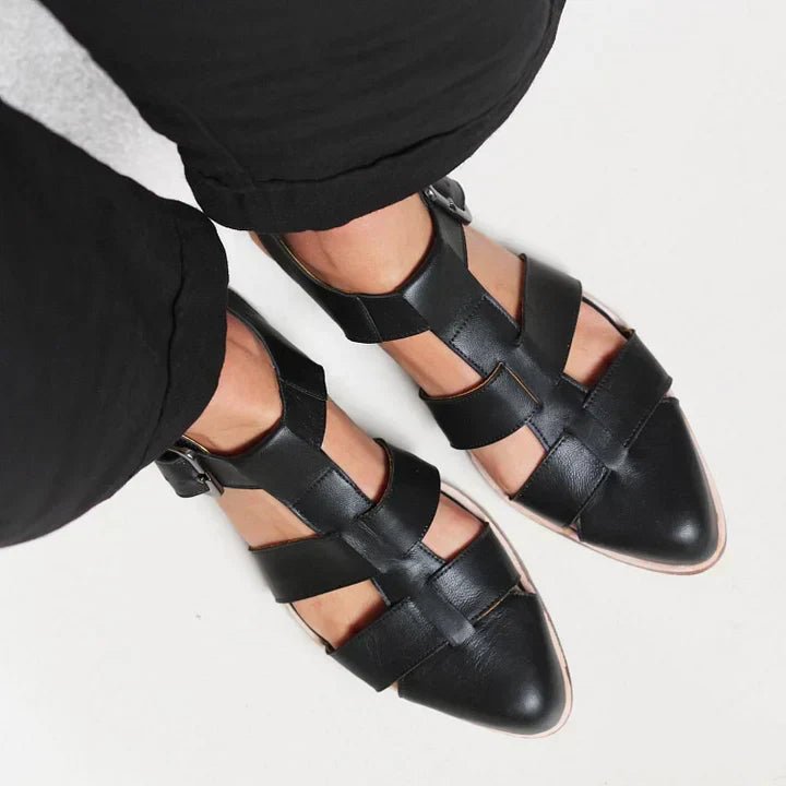 Isabella | Kvinnors Vävda Platta Sandaler med Spänne Stängd Tå