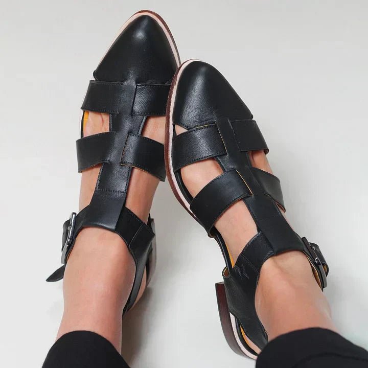 Isabella | Kvinnors Vävda Platta Sandaler med Spänne Stängd Tå