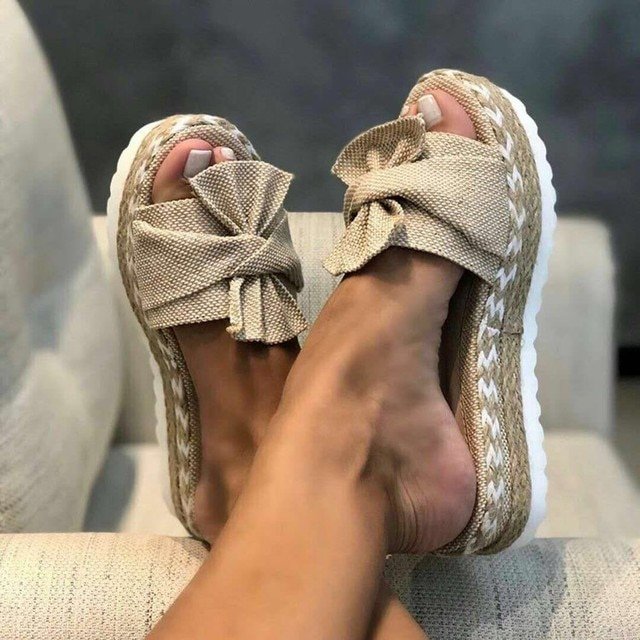 Aria | Damens Vävda Kilklack Sandaler med Slipsdetalj Plattform