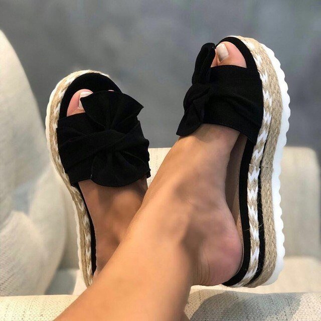 Aria | Damens Vävda Kilklack Sandaler med Slipsdetalj Plattform